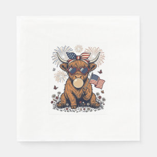 Patriottische Hooglandkoe Bubblegum Vintage Gravur Servet