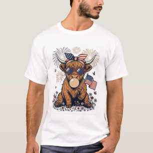 Patriottische Hooglandkoe Bubblekauwgom Vintage Gr T-shirt
