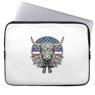 Patriottische Hooglandkoe Vintage Gravure Kunst_1 Laptop Sleeve