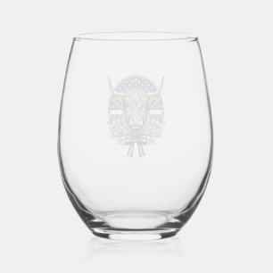Patriottische Hooglandkoe Vintage Gravure Kunst_1 Wijnglas Zonder Voet
