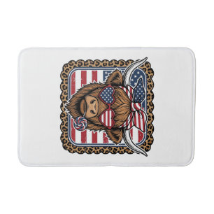 Patriottische Hooglandkoe Vintage Gravure Ontwerp  Badmat