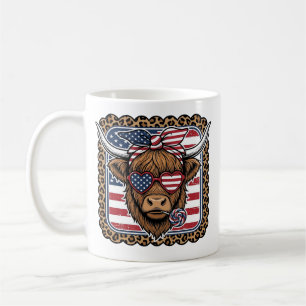 Patriottische Hooglandkoe Vintage Gravure Ontwerp Koffiemok