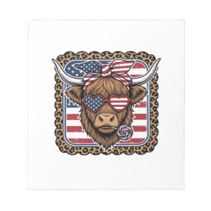 Patriottische Hooglandkoe Vintage Gravure Ontwerp  Notitieblok