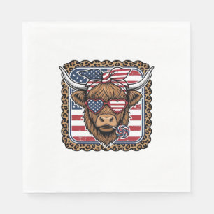 Patriottische Hooglandkoe Vintage Gravure Ontwerp  Servet