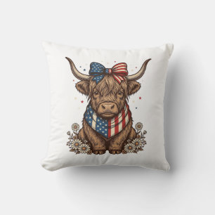 Patriottische Hooglandkoe Vintage Kussen