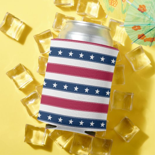 Patriottische horizontale strepen met sterren blikjeskoeler (Insitu Zomer)