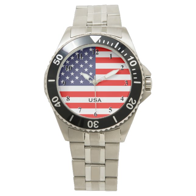 Patriottische horloges met Amerikaanse vlag wijzer (Voorkant)
