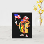Patriottische Hot Dog Amerikaanse Vlag Usa Grappig Kaart (Gele Bloem)