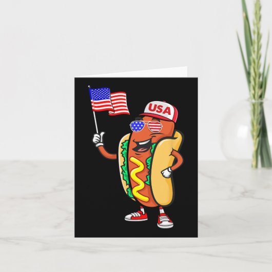 Patriottische hotdog Amerikaanse vlag VS grappig 4 Kaart (Voorkant)