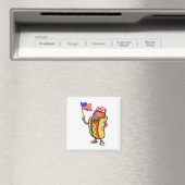 Patriottische hotdog Amerikaanse vlag VS grappig 4 Magneet (Insitu (Vaatwasser))
