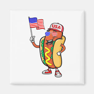Patriottische hotdog Amerikaanse vlag VS grappig 4 Magneet