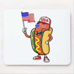 Patriottische hotdog Amerikaanse vlag VS grappig 4 Muismat