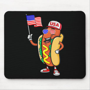 Patriottische Hotdog Amerikaanse Vlag VS Grappig 4 Muismat