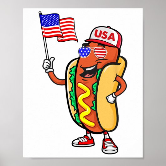 Patriottische hotdog Amerikaanse vlag VS grappig 4 Poster (Voorkant)