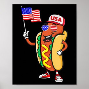 Patriottische Hotdog Amerikaanse Vlag VS Grappig 4 Poster