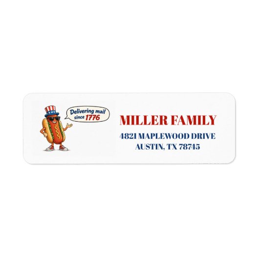 Patriottische Hotdog Retouradreslabels Etiket (Voorkant)