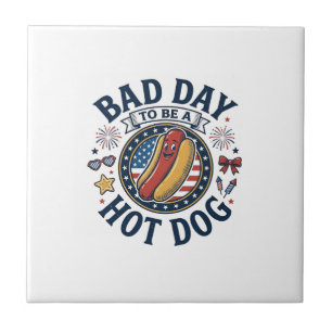 Patriottische Hotdog Slecht Dag Grappige 4 juli T- Tegeltje