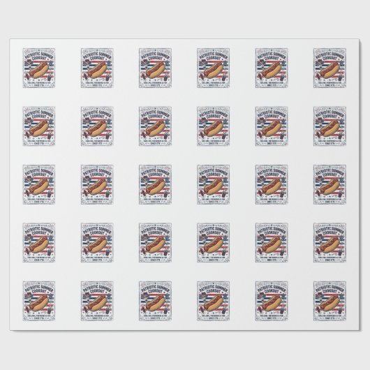 Patriottische Hotdog Vintage BBQ Cadeaupapier (Vlak)