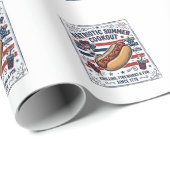 Patriottische Hotdog Vintage BBQ Cadeaupapier (Rol Hoek)