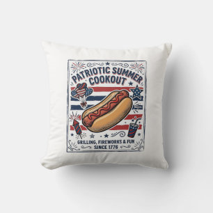 Patriottische Hotdog Vintage BBQ Kussen