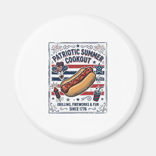 Patriottische Hotdog Vintage BBQ Magneet