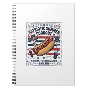 Patriottische Hotdog Vintage BBQ Notitieboek