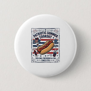 Patriottische Hotdog Vintage BBQ Ronde Button 5,7 Cm