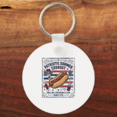 Patriottische Hotdog Vintage BBQ Sleutelhanger (Voorkant)