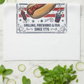 Patriottische Hotdog Vintage BBQ Theedoek (Gevouwen)