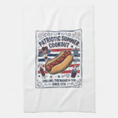Patriottische Hotdog Vintage BBQ Theedoek (Verticaal)