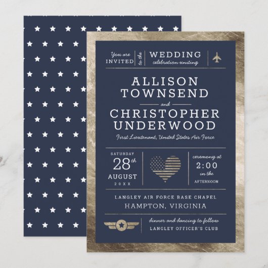 Patriottische huwelijkssterren en strepen namaak g aankondiging (Voorkant / Achterkant)