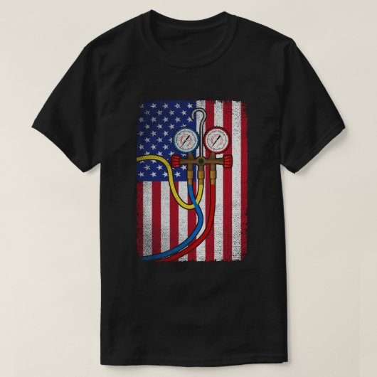 Patriottische HVAC Technicus Amerikaanse vlag HVAC T-shirt (Design voorkant)