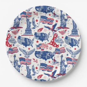 Patriottische iconen patroon - Vrijheidsbeeld, Vla Papieren Bordje