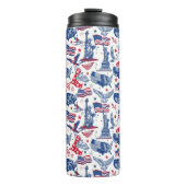 Patriottische iconen patroon - Vrijheidsbeeld, Vla Thermosbeker (Voorkant)