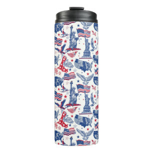 Patriottische iconen patroon - Vrijheidsbeeld, Vla Thermosbeker