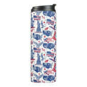 Patriottische iconen patroon - Vrijheidsbeeld, Vla Thermosbeker (Gedraaid links)