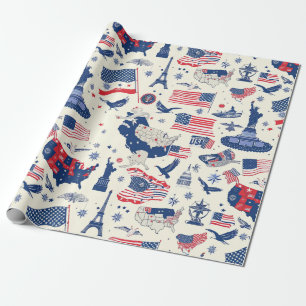 Patriottische iconen - Vrijheidsbeeld, Vlag (2) Cadeaupapier