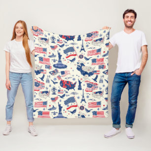 Patriottische iconen - Vrijheidsbeeld, Vlag (2) Fleece Deken
