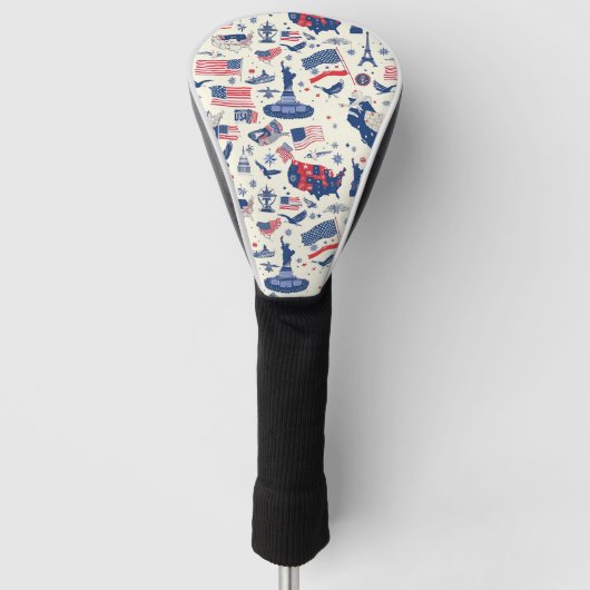 Patriottische iconen - Vrijheidsbeeld, Vlag (2) Golfheadcover (Voorkant)