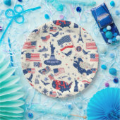 Patriottische iconen - Vrijheidsbeeld, Vlag (2) Papieren Bordje (Feest)