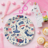 Patriottische iconen - Vrijheidsbeeld, Vlag (2) Papieren Bordje (Feest)