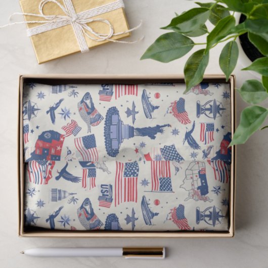 Patriottische iconen - Vrijheidsbeeld, Vlag (2) Tissuepapier (Geschenk)