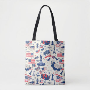 Patriottische iconen - Vrijheidsbeeld, Vlag (2) Tote Bag