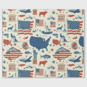 Patriottische iconen - Vrijheidsbeeld, Vlag (3) Cadeaupapier (Vlak)