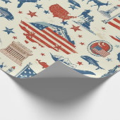 Patriottische iconen - Vrijheidsbeeld, Vlag (3) Cadeaupapier (Hoek)