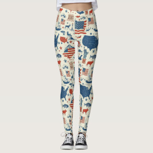 Patriottische iconen - Vrijheidsbeeld, Vlag (3) Leggings