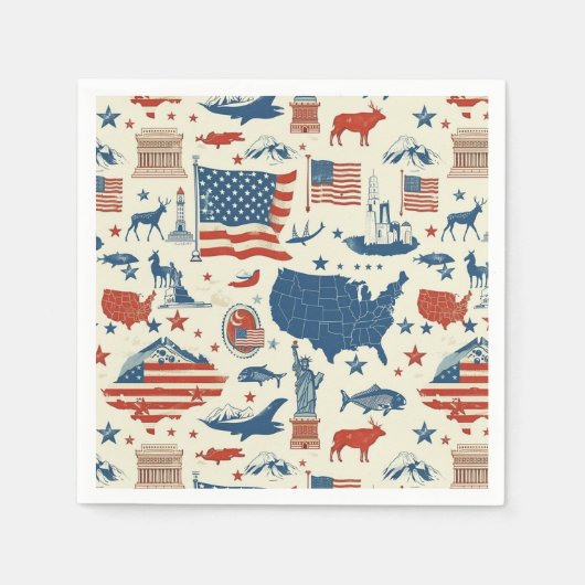Patriottische iconen - Vrijheidsbeeld, Vlag (3) Servet (Voorkant)