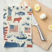 Patriottische iconen - Vrijheidsbeeld, Vlag (3) Theedoek (Quarter Fold)