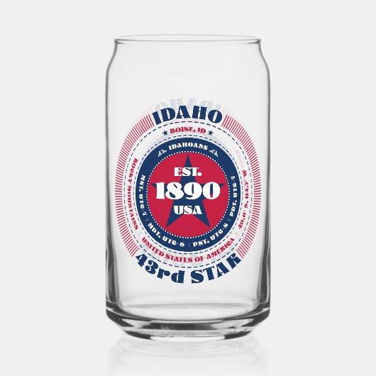 Patriottische Idaho Typography Drinkware Set Blikvorm Glas (Voorkant)