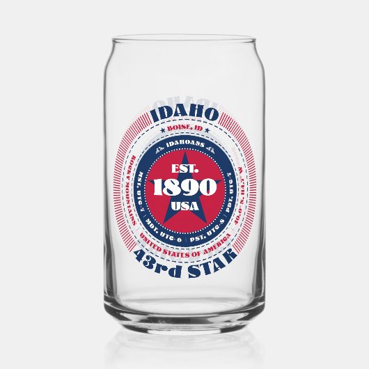 Patriottische Idaho Typography Drinkware Set Blikvorm Glas (Achterkant)